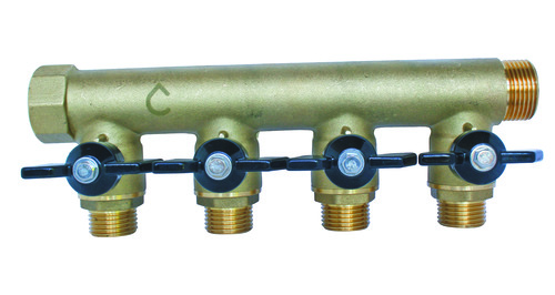 Collecteur mâle-femelle 1'' (26/34), 4 départs mâle 1/2'' (15/21), pour sanitaire et chauffage - Somatherm